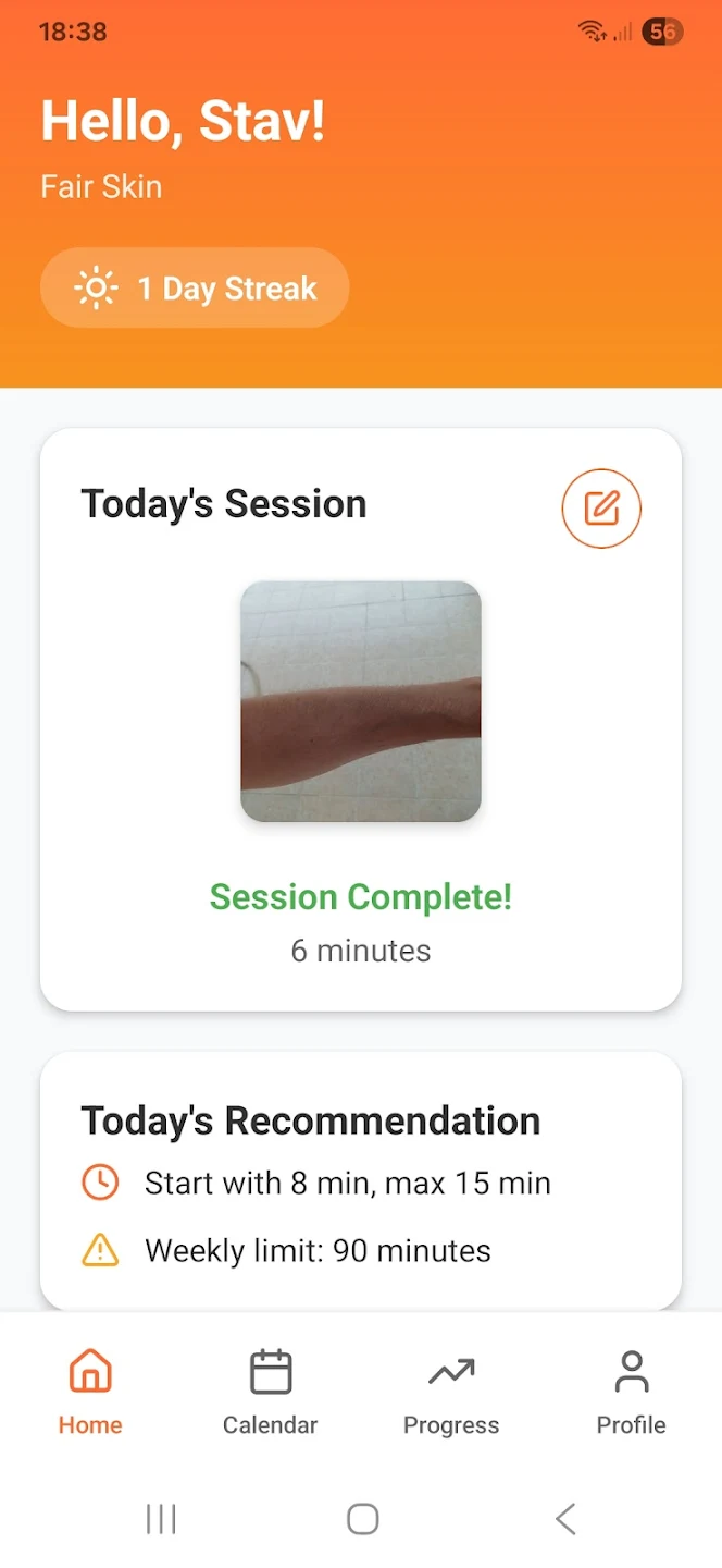 Sun Tan Tracker Screen 1